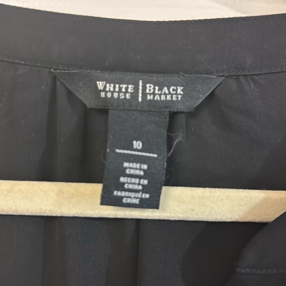 White House Black Market long sleeve v neck business casual black dress knee 10 - Picture 7 of 11